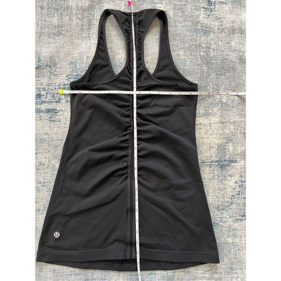 Lululemon Black Mesh Panel Ruched Cool Racerback Athletic Tank Top Size 6 - Picture 3 of 5